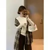 Estilo Coreano Mono de Punto Grueso de Terciopelo Cálido Tejido Suave y Ceroso Camiseta Interior para Mujer Otoño e Invierno Hombro Derecho Manga Larga