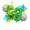 Nuevo Sombrero de Cumpleaños de Dibujos Animados Verdes Set de Globos de Papel de Aluminio de Dinosaurio Decoración de Fiesta de Cumpleaños para Niños