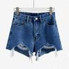 Shorts de mezclilla rasgados para mujer de talla grande para chicas gorditas, estilo Ins, holgados deshilachados línea A, ropa exterior de pierna ancha, pantalones cortos calientes