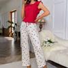 Ropa de hogar para mujer con mangas cruzadas Xiaofei, pantalones estampados con volantes, ropa exterior informal, pijamas europeos y americanos.