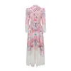 Comercio Exterior Ropa de Mujer Greta 2026 Primavera y Verano Nuevo Estilo Manga Abullonada Cuello Alto Floral Vestido con Ceñidor en la Cintura