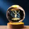 Bola de cristal creativa de cielo estrellado con tallado interior, adorno de luz nocturna luminosa, regalo de cumpleaños, manualidad de decoración de escritorio
