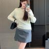 Tb Otoño e Invierno Estilo Preppy Jersey de Punto Trenzado Cuatro Rayas Camiseta Base de Punto de Lana Suéter Casual Holgado Top de Cuello Redondo