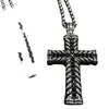 Collar de acero inoxidable para hombre con diamantes densos europeos y americanos, popular estilo hip hop, colgante de cruz con pedrería negra, cadena de quilla, venta al por mayor