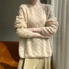 Nuevo Suéter de Punto de Cachemira para Mujer Otoño/Invierno 2026 Cuello Redondo Punto de Calabaza Top Calado Holgado Perezoso Versátil