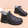 Botas de Nieve Gruesas de Terciopelo Cálido de Invierno para Personas de Mediana Edad y Mayores, Antideslizantes Impermeables Fáciles de Poner Zapatos de Papá, Botas de Algodón Resistentes al Frío para Hombre