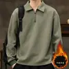 Atacado Transfronteiriço Estilo Japonês Durável Gola Lapela Meio Zíper Manga Longa Camisa Polo Masculina Suéter de Outono Top Casual