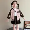 Abrigo de Otoño para Niñas Nueva Chaqueta de Cuero con Estampado de Dibujos Animados 2026 Otoño Estilo Coreano Casual Chaqueta de Cuero PU para Bebés Niñas