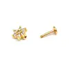 Aretes Perforados de Acero de Titanio Verticales para Agujeros de Oreja Aretes de Hélice de Acero Inoxidable con Circonita Joyería para Piercings Aretes de Flor para Labio con Rosca Externa