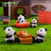 Terrario de musgo, figura de panda creativa y adorable para hacer té alrededor de una estufa, accesorios de decoración DIY, adornos en miniatura