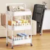 Carrinho Pequeno Dobrável de Armazenamento Sem Instalação Prateleira de Armazenamento para Cozinha Banheiro Banheiro Prateleira Móvel de Chão para Lanches e Diversos