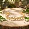 Pulsera floral de aleación transfronteriza de alta gama, pulsera abierta de flor de cerezo, joyería simple y única para mujer
