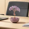 Árbol de la fortuna de citrino natural adorno pequeño, rosa-morado, trae buena fortuna, ideal para la oficina, escritorio o espacio de trabajo, un regalo creativo para la sanación y el bienestar