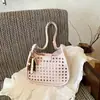 Bolso de Hombro Cruzado Tejido Casual Retro para el Día a Día, Bolso de Hombro Cruzado Ins Estilo Coreano, Bolso Cubo Fresco Calado de Gran Capacidad