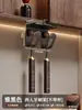 Portacepillos de dientes estilo vintage, instalación sin taladro, para baño, debajo del gabinete del espejo, colgado invertido para vaso de enjuague bucal y estante de almacenamiento de cepillos de dientes