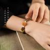 Pulsera original Seiko de sándalo verde con cuentas de barril antiguo mezclado con Tianqi doble anillo giratorio estilo nacional artístico para pareja