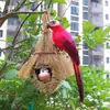Casa de Pájaro Tejida Creativa para Mascotas Colgante Nido de Pájaro de Hierba Tejida Hecho a Mano Arreglo de Entorno para Jardín de Infancia Adorno Colgante Aéreo Balcón Pastoral