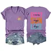 Barco olas rayos del sol Amazon eBay sitio independiente camiseta de mujer de manga corta con cuello en V, moderna y elegante