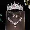 Popular Joyería de Novia Cruzada Europea y Americana Corona Juego de Tres Piezas Aleación Conjunto de Gota de Agua Accesorios para Vestido de Banquete Venta al por Mayor