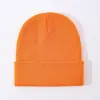 Gorro de tricô vintage de cor sólida com topo reto para outono e inverno para homens e mulheres, chapéu simples de lã liso, gorro quente de tricô para estudantes