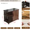 Mesa Lateral Móvil con Tablero de Roca Espeso Gabinete de Mesa de Té, Carrito Pequeño de Almacenamiento para Sala de Estar Balcón, Gabinete de Té de Ocio de Madera Maciza