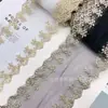 Tocado de encaje dorado y plateado con hilo de oro, lazo, bordado de malla DIY, suministro directo de fábrica