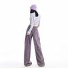 Jeans de Trabajo Retro Americano Morados para Mujer Tallas Grandes mm Gordita Sexy Cintura Alta Sueltos Otoño e Invierno Pierna Ancha Pantalones Dopamina