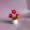 Produto Acabado Tecelagem Flor Puff Rosa Tulipa Não Me Esquecas Flor em Vaso Pequeno Tecelagem Artificial DIY Flor Artificial