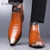 2026 Novas Botas Chelsea Masculinas Moda Patchwork Couro Bico Fino Sapatos Masculinos Transfronteiriça Tamanho Grande Botas Masculinas Amazon