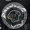 Camiseta Masculina de Manga Curta Artesanato Pesado Europeu Lantejoulas a Laser Moda Masculina Gola Alta Meia-manga Algodão de Seda de Alta Qualidade Tendência