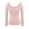 Camiseta de Estilo Puro Deseo con Cuello Grande en U para Mujer, Manga Siete Estilo Chica Picante, Otoño, Ajustada, Adelgazante, Estilo Básico, Capa Base, Top Sexy