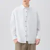 Nueva camisa retro de estilo japonés para hombre, de manga larga, corte holgado, de algodón y lino, camisa versátil casual de estilo americano, moderna