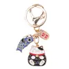 Colgante Maneki-neko de Aleación Esmalte Goteado Dibujo Animado Maneki-neko Pez Koi Llavero Estilo Chino Llavero de Buena Suerte Fuente de Venta al por Mayor