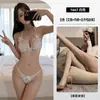 Conjunto de Lingerie Sexy de Renda Três Peças para Mulheres, Tentação Transparente, Pijama Feminino Puro Desejo 1667