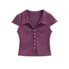 Polo multicolor 2026 nuevo top ajustado que ciñe la cintura, elegante y adelgazante, con cuello formal de solapa, camiseta de manga corta para mujer, verano