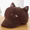 Chapéu Fofo de Orelha de Gato Celebridade da Internet Bordado Chapéu Octogonal Feminino Boné Plano Fashion Versátil Boina Retrô Outono Inverno Personalizado