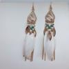 Pendientes Bohemios Europeos y Americanos de Plumas, Estilo Largo con Cuentas de Arroz y Gotas de Agua, Estilo Vintage de Hong Kong, Pendientes de Borla Estilo Étnico para Mujer, Venta al por Mayor