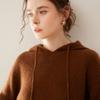 Camisa de punto de cachemira para mujer, nueva, de otoño e invierno, de manga larga, holgada y cálida, con capucha suave y cerosa, agradable para la piel y con cordón ajustable.
