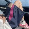 Pantalones Cortos Deportivos Versátiles Holgados Casuales de Playa para Verano para Hombre de Secado Rápido de Tres Rayas Estilo Americano, Pantalones Cortos de Cinco Puntos Delgados Transpirables