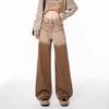 Pantalones vaqueros de pierna ancha con degradado retro de estilo americano para mujer, pantalones rectos de cintura alta con borde recto para chica gordita de otoño de talla grande
