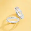 Anillo de Ola de Plata de Ley S925 Anillo de Pareja Eterno Par de Anillos para Hombre y Mujer Nicho Regalo de San Valentín Cumpleaños para Novia