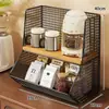 Estante de almacenamiento de escritorio para sala de estar, mueble lateral de comedor, mesa de café, organizador de tazas de café, estante de almacenamiento de juguetes y bocadillos para el hogar