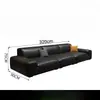 Sofá de couro preto em estilo minimalista moderno italiano, adequado para espaços pequenos, com design robusto e arranjo reto