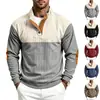 Sudadera deportiva casual de otoño para hombre, corte holgado, nueva, transfronteriza, de pana, estilo americano, bloques de color para exteriores, cuello alto