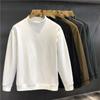 Camisa de base de lã masculina outono e inverno, blusa quente espessada, lã dupla face, cor sólida, camiseta masculina de manga comprida, gola semi-alta, forrada de lã