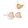 Brincos Europeus e Americanos Novos de Resina Âmbar Aço Inoxidável Brincos Moda Retrô Estilo Maillard Brincos de Aço Titânio Joias