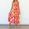 Verano Europeo y Americano Nuevo Amazon Vestido Largo Estampado para Vacaciones en la Playa con Tirantes Pg125