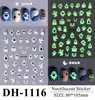 Adesivos de unhas Halloween luminosos transfronteiriços, planos, à prova d'água, luminosos, design de fantasma e teia de aranha, adesivos de unhas DIY, estilo DH