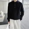 Suéter de cuello alto medio diseño para hombre popular tejido trenzado engrosado base suelta estilo perezoso top de moda ins