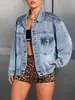 2026 Nuevo Estilo Chaqueta de Mezclilla Moda Callejera Americana Versátil Lentejuelas Uso Diario Chaqueta de Mezclilla para Mujer
